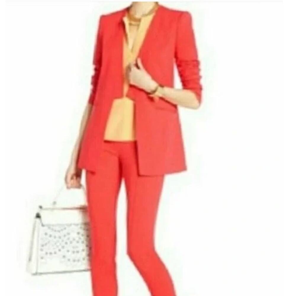 BCBGMAXAZRIA Andres Coral Red Collarless Plunge Blazer // XS - Picture 11 of 11